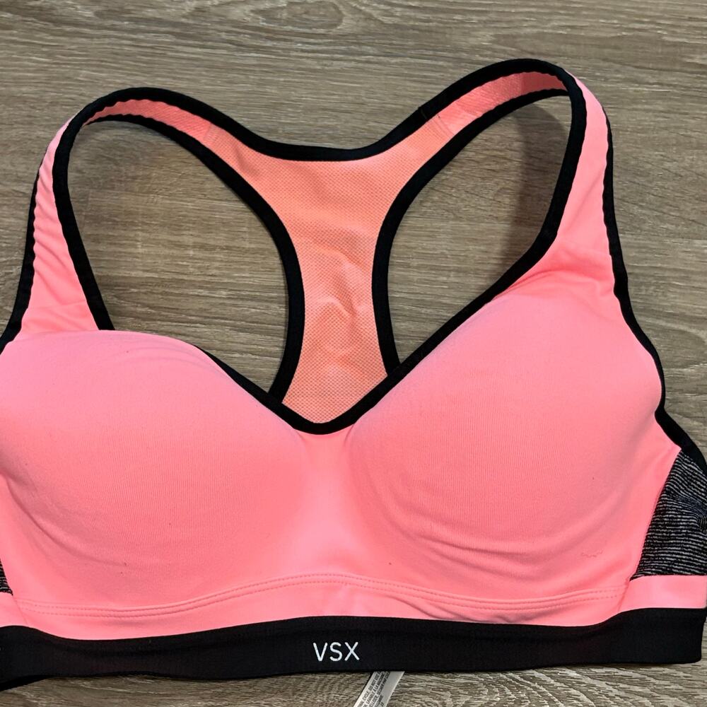 Victoria’s Secret VSX Underwire Sports Bra 36C Coral Black Racerback 308646